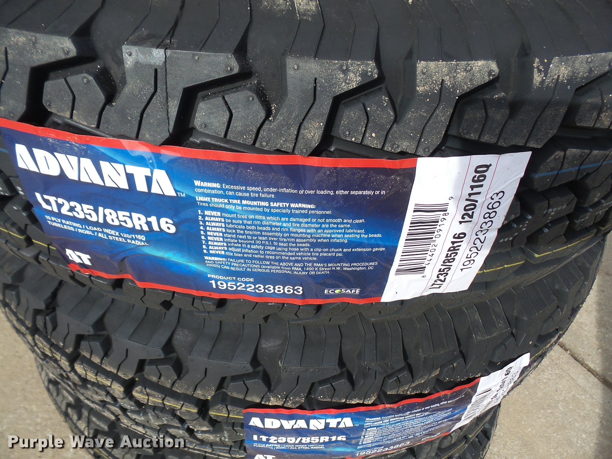 (4) Zenna Advanta A/T LT235/85R16 tires in McLouth, KS Item DC9017