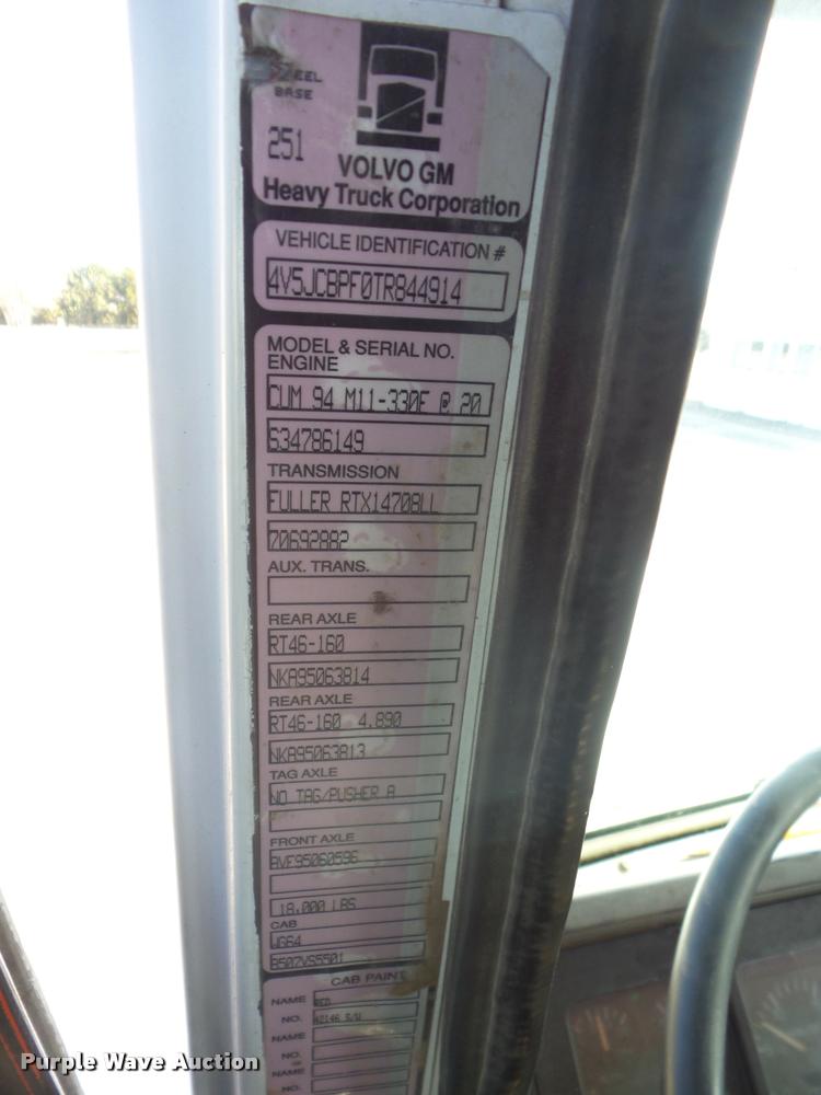 image for item AG9274 1996 Volvo WG rolloff truck