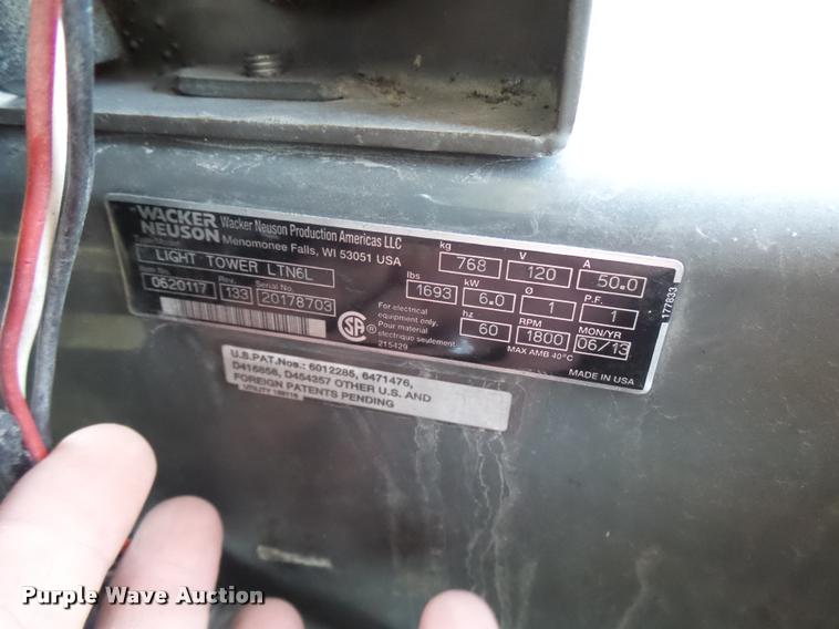 image for item CC9062 2013 Wacker Light Tower-LTNG light plant