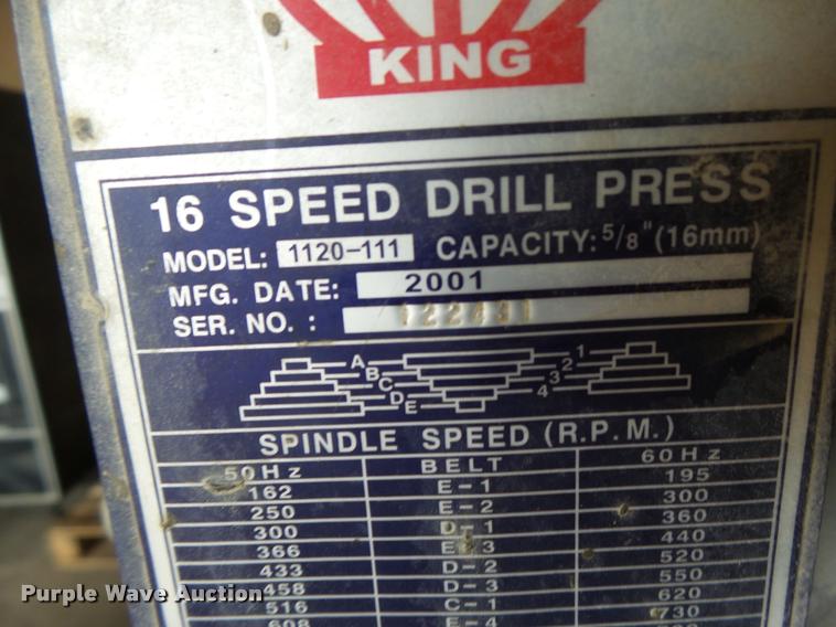 image for item DA9333 2001 King MOD-1120-111 drill press