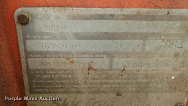 image for item DB0849 2004 Sky Trak 10054 telehandler