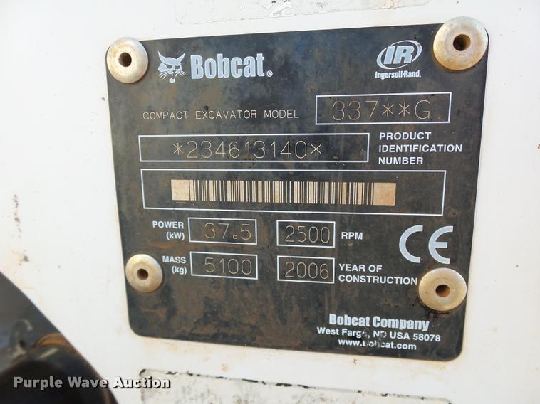 image for item DB4665 2006 Bobcat 337G compact excavator
