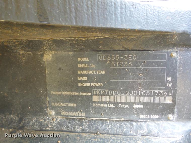 image for item K6498 2009 Komatsu GD655 motor grader