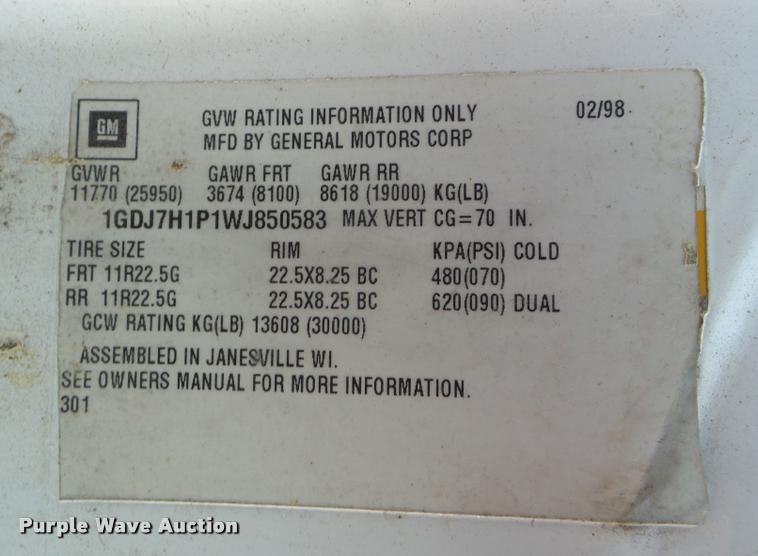 image for item L5146 1998 GMC C6500 dump truck