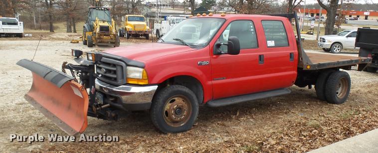 image for item L7227 2000 Ford F450 Super Duty XL Crew Cab flatbed truck