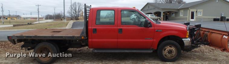 image for item L7227 2000 Ford F450 Super Duty XL Crew Cab flatbed truck