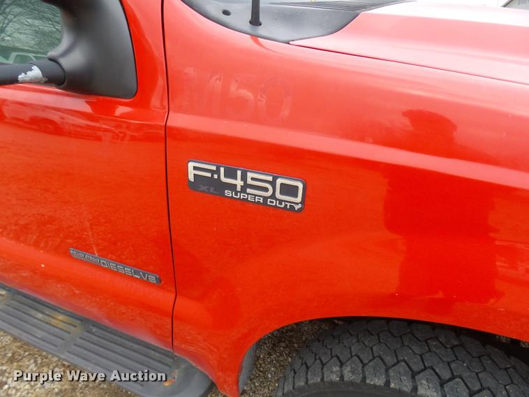 image for item L7227 2000 Ford F450 Super Duty XL Crew Cab flatbed truck