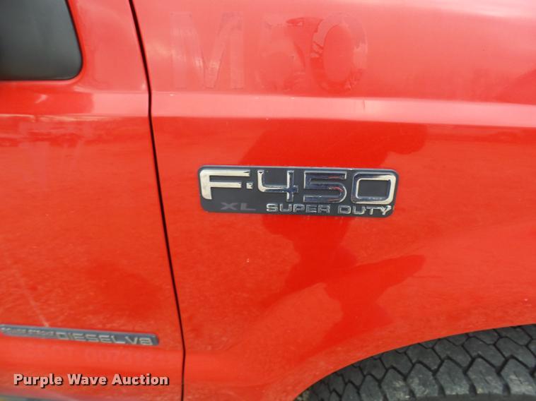 image for item L7227 2000 Ford F450 Super Duty XL Crew Cab flatbed truck