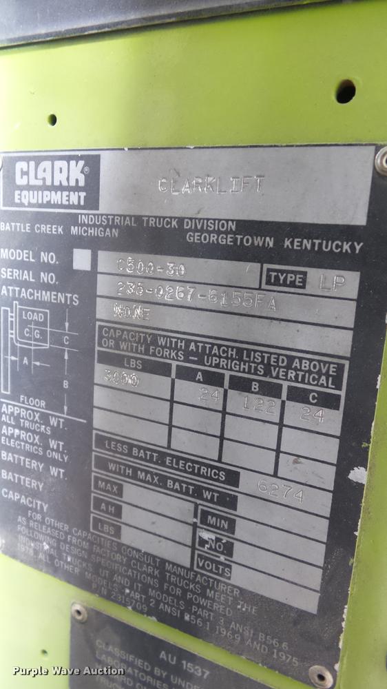 image for item BU9224 Clark C500-30 forklift