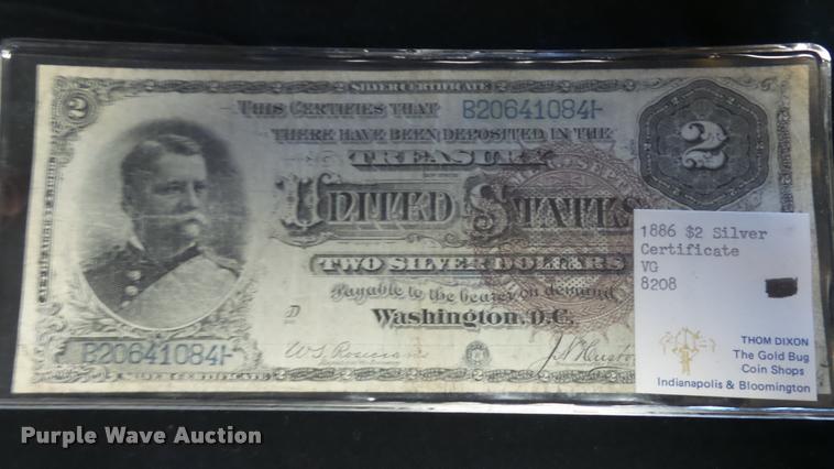image for item BU9247 1886 two dollar silver certificate