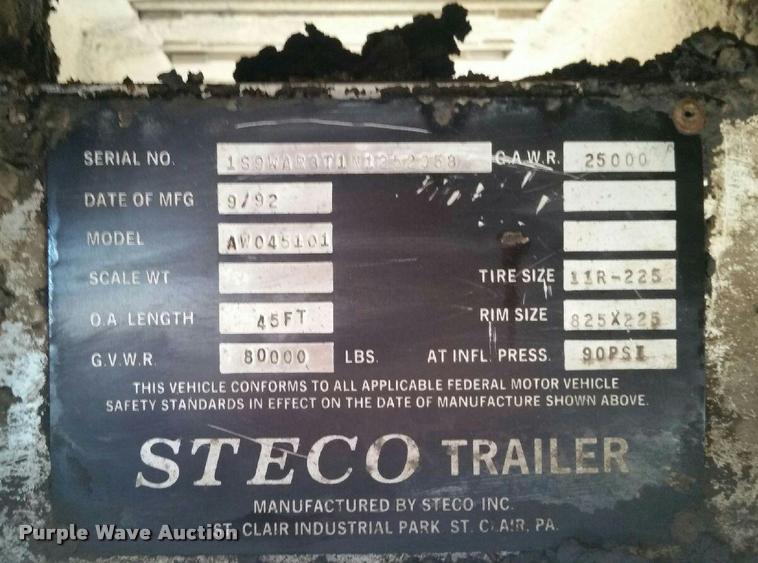 image for item AG9345 1992 Steco walking floor trailer
