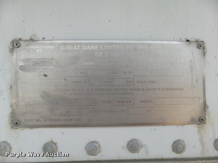 image for item DA0536 2006 Great Dane 7811TZ-1A refrigerated van trailer