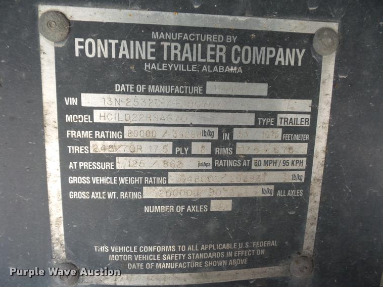 image for item L4534 2014 Fontaine drop deck trailer
