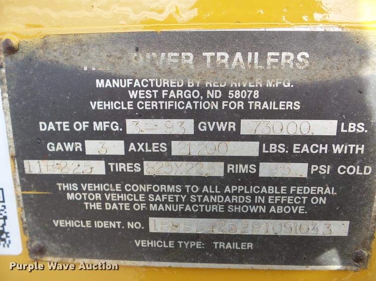 image for item DA7273 1993 Redriver 224 bottom dump trailer