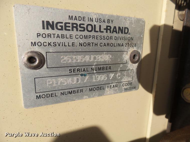image for item AL9011 1996 Ingersoll Rand P175WJD air compressor