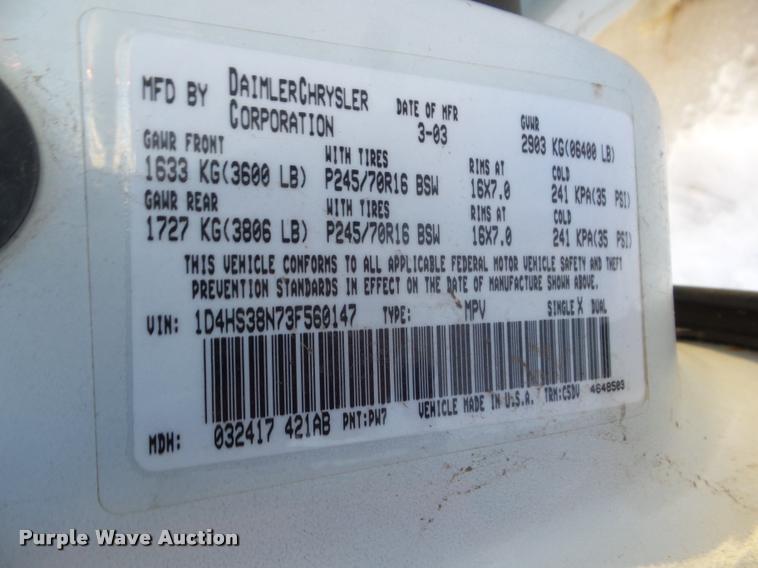 image for item DA7534 2003 Dodge Durango SUV