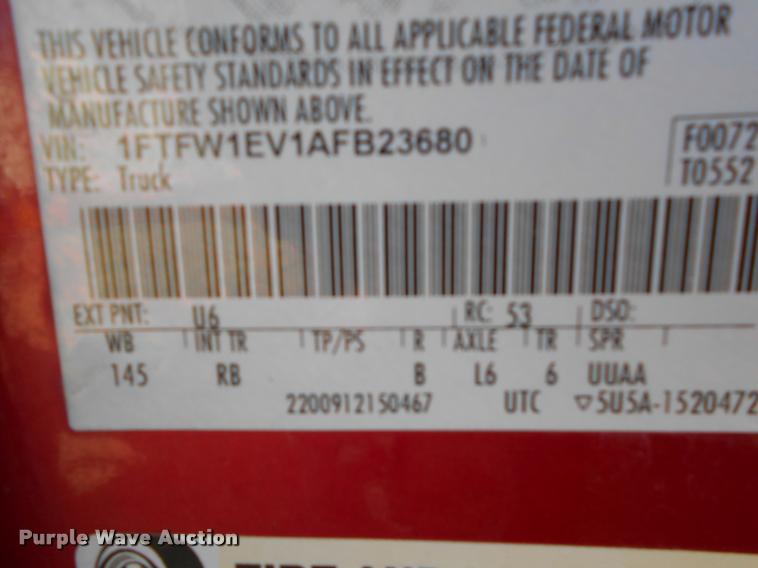 image for item BU9424 2010 Ford F150 SuperCrew pickup truck