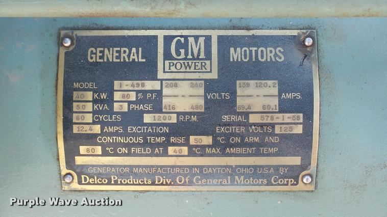 image for item BU9438 General Motors I-498 generator