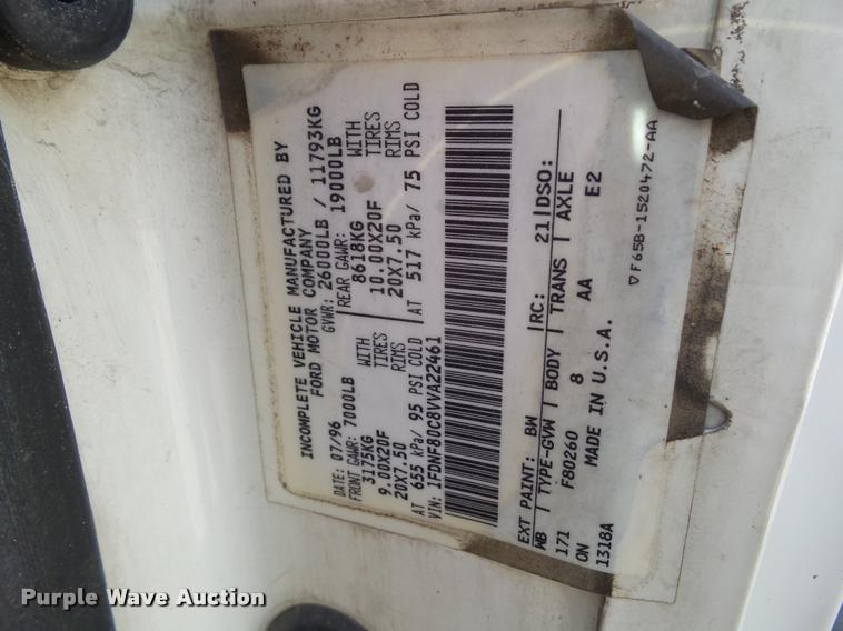 image for item BZ9976 1997 Ford F800 refuse truck