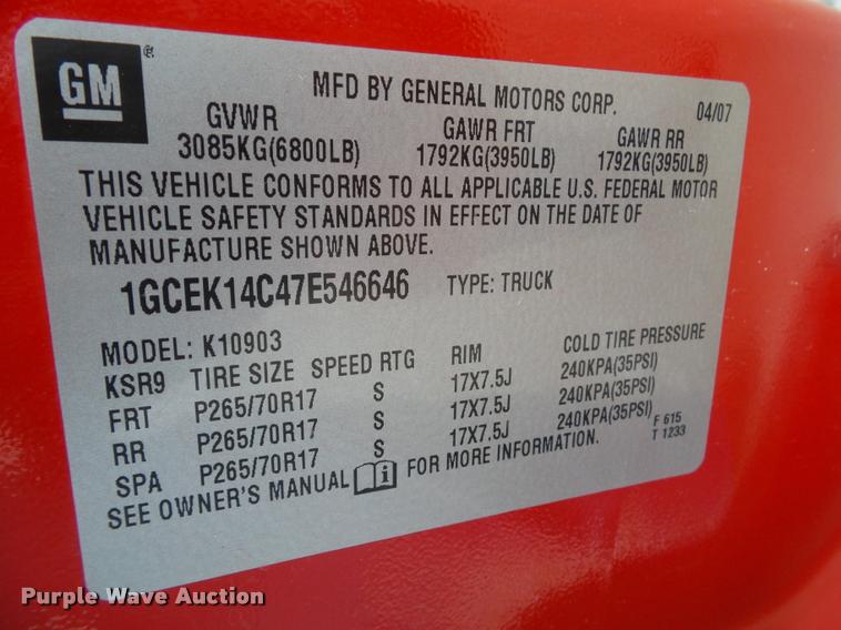 image for item CB9783 2007 Chevrolet Silverado 1500 pickup truck