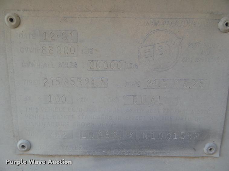 image for item DA7606 1992 Eby livestock trailer