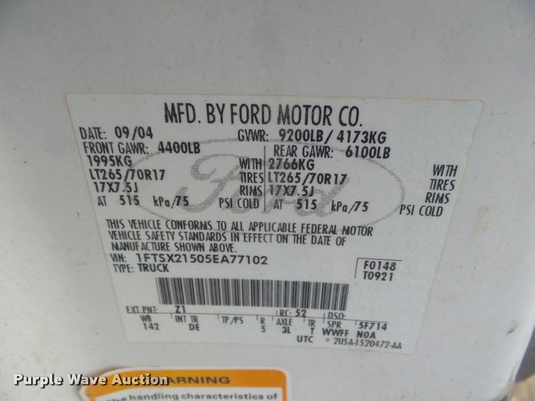 image for item DA7629 2005 Ford F250 Super Duty SuperCab pickup truck