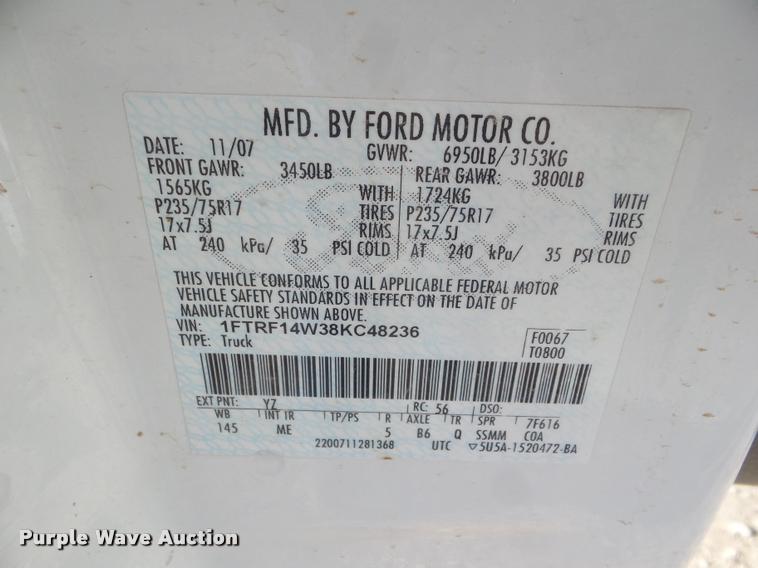 image for item DA7630 2008 Ford F150 pickup truck