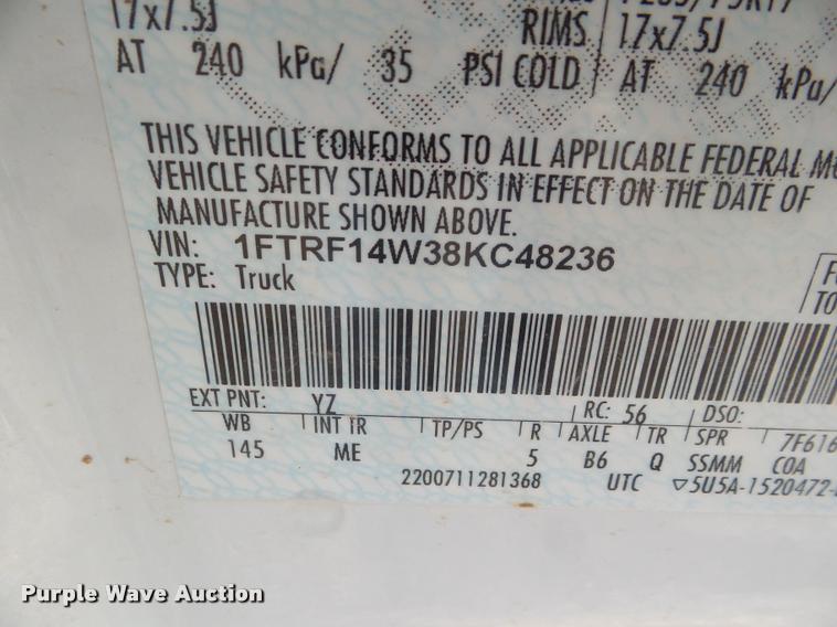 image for item DA7630 2008 Ford F150 pickup truck