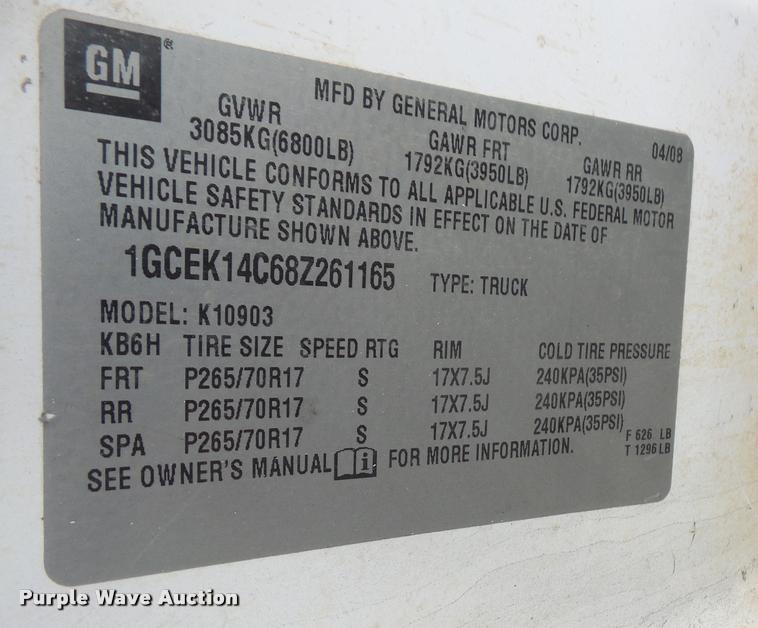 image for item DB0749 2008 Chevrolet Silverado 1500 pickup truck