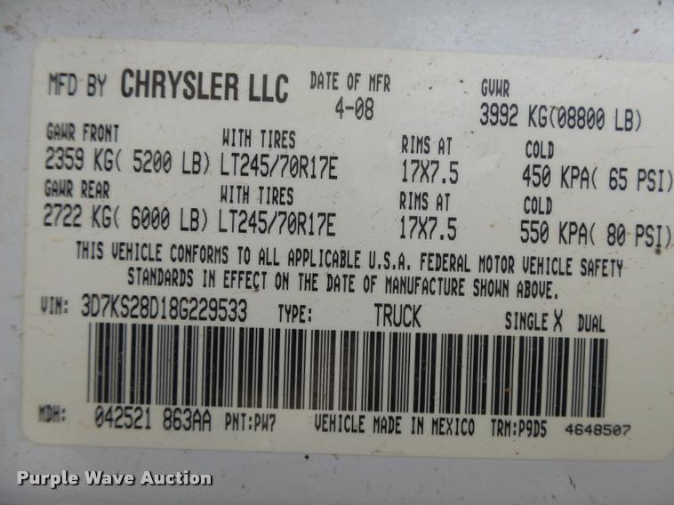 image for item DB1896 2008 Dodge Ram 2500HD Quad Cab pickup truck