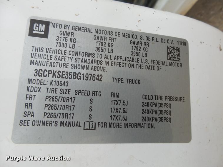 image for item DB1897 2011 Chevrolet Silverado 1500 Z71 Crew Cab pickup truck