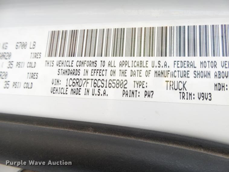 image for item DB1905 2012 Dodge Ram 1500 Quad Cab pickup truck