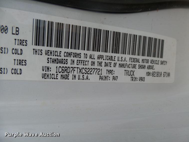 image for item DB1906 2012 Dodge Ram 1500 Quad Cab pickup truck