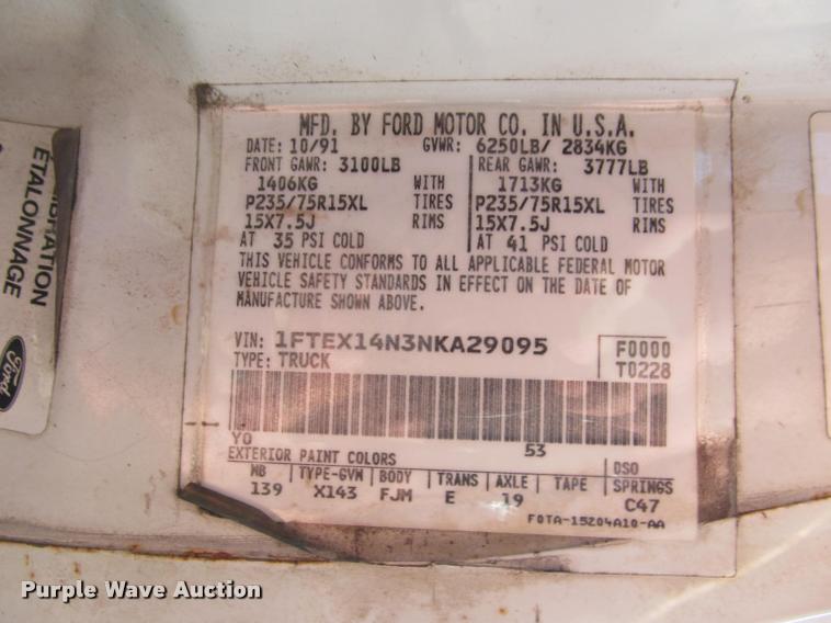 image for item J2656 1992 Ford F150 XLT SuperCab pickup truck