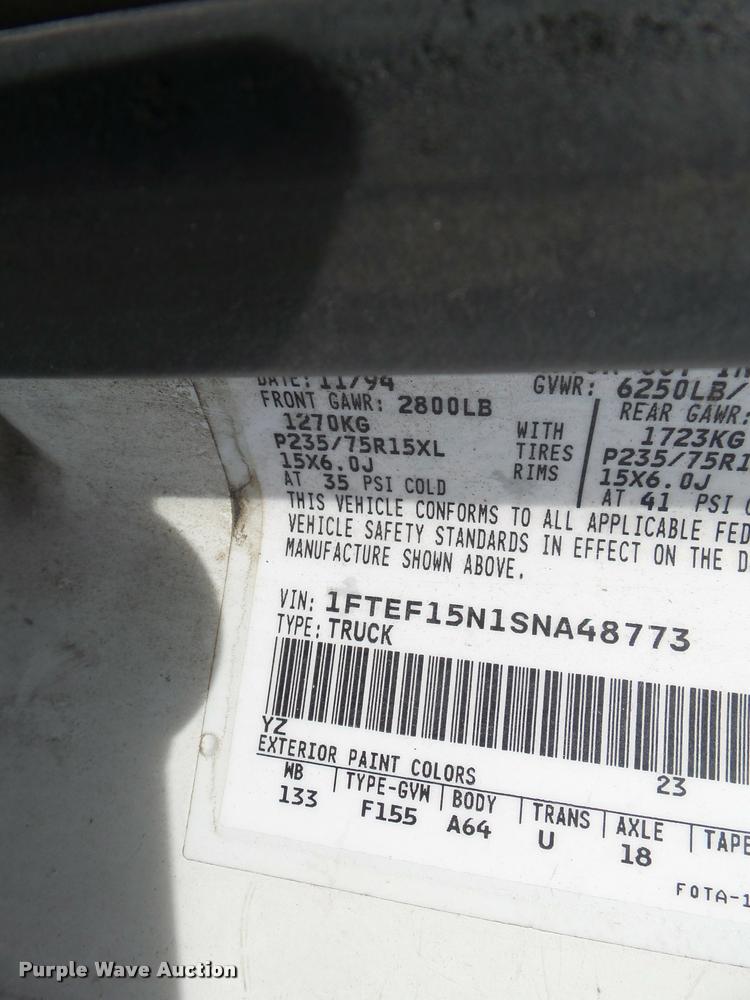 image for item K3394 1995 Ford F150 pickup truck