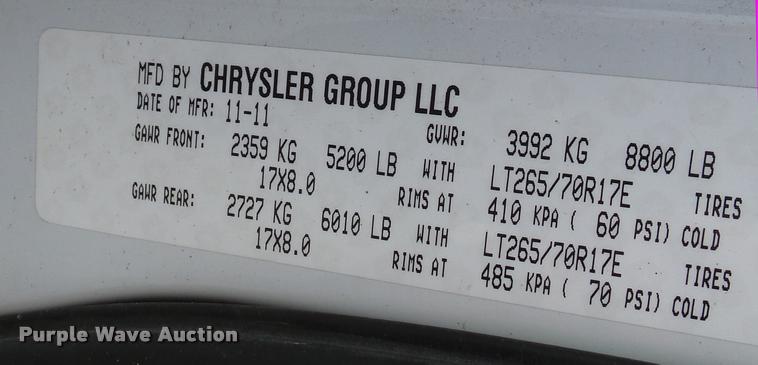 image for item K3398 2012 Dodge Ram 2500 Quad Cab pickup truck