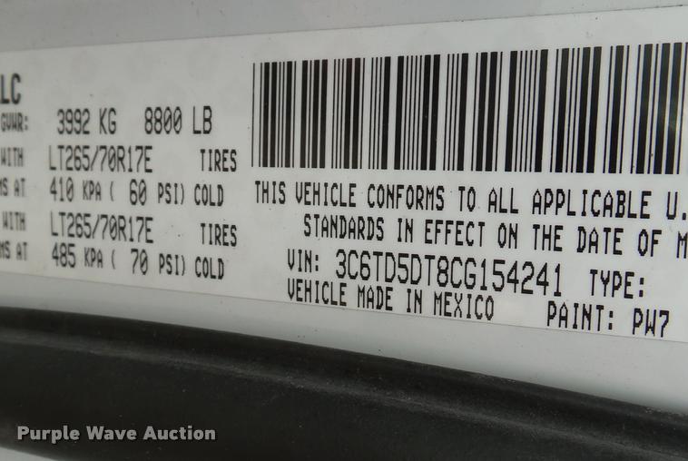 image for item K3398 2012 Dodge Ram 2500 Quad Cab pickup truck