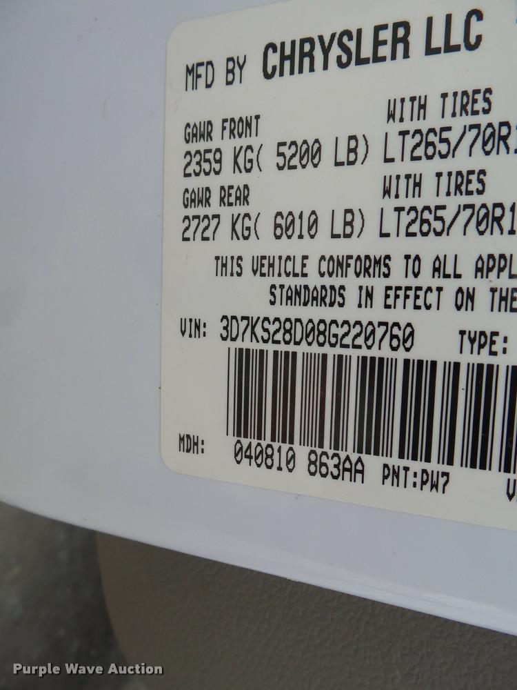 image for item K3403 2008 Dodge Ram 2500 Quad Cab pickup truck