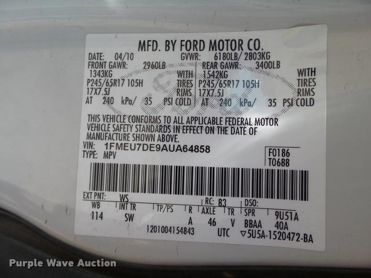 image for item L1659 2010 Ford Explorer SUV