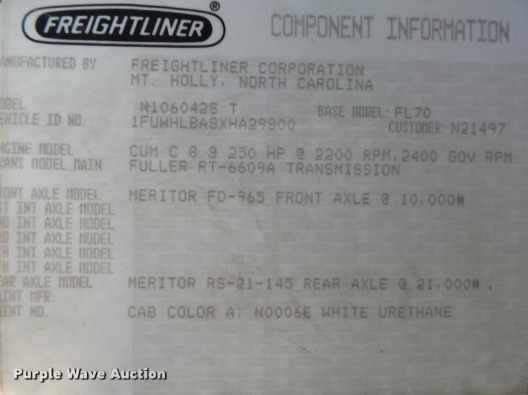 image for item DA2527 1999 Freightliner FL70 service truck with crane