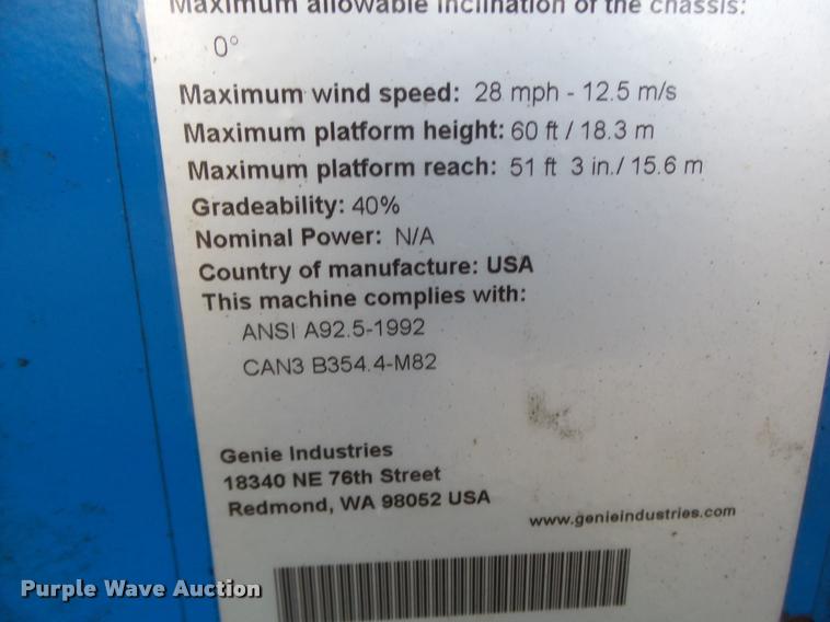 image for item DA3322 1997 Genie S60 boom lift