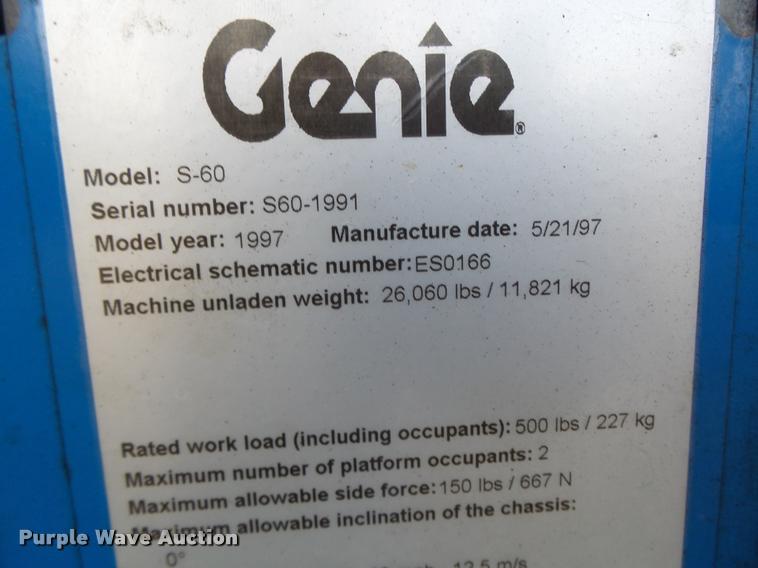 image for item DA3322 1997 Genie S60 boom lift