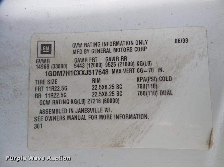 image for item DA7274 1999 GMC C7500 service truck