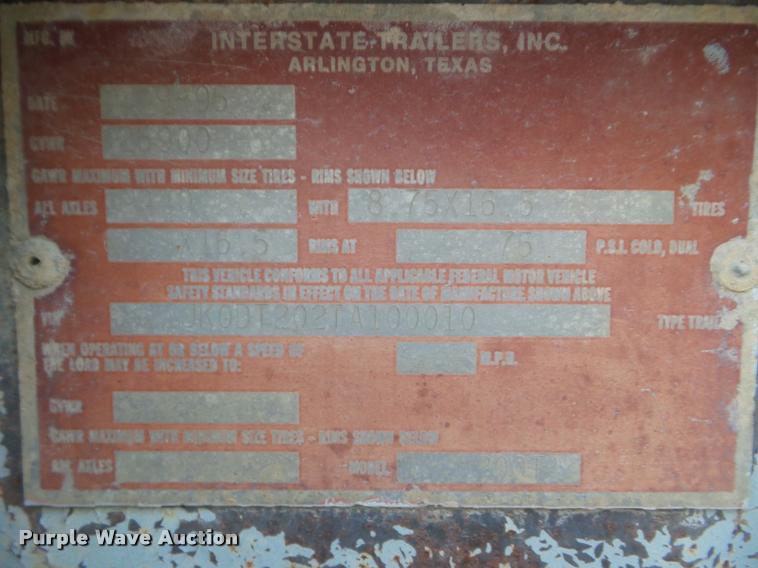 image for item DA7670 1996 Interstate 20DT equipment trailer