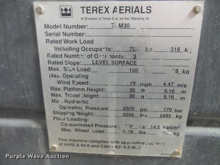 image for item DB0747 Terex TSM30 scissor lift