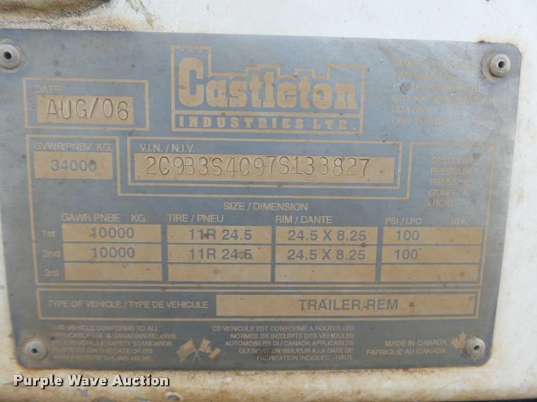 image for item DB1874 2007 Castleton bottom dump trailer