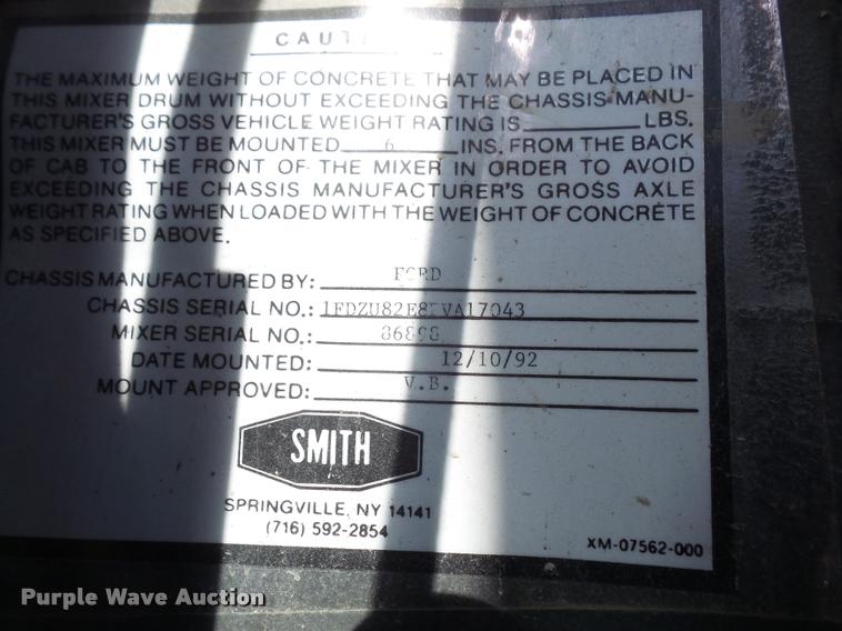 image for item DB2945 1993 Ford L8000 ready mix truck with concrete conveyor attachment