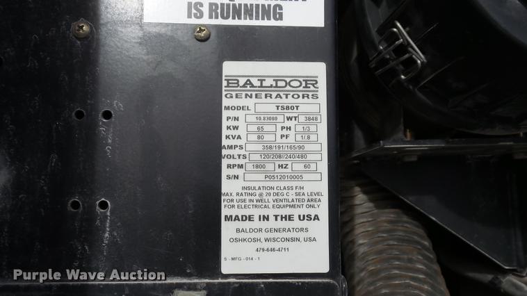 image for item K8018 Baldor TS80 generator