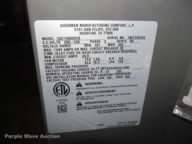 image for item BT9002 Goodman AC unit