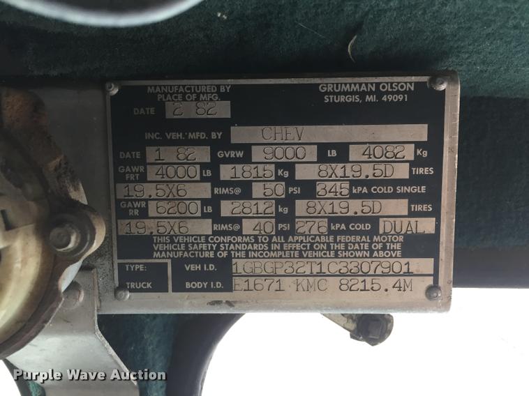 image for item BU9900 1982 Chevrolet P30 Grumman delivery van